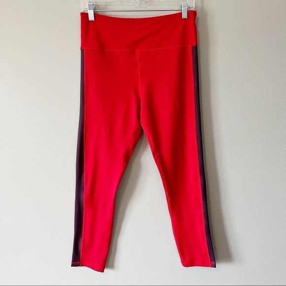 ZYIA Active Red Royalty Stripe Light n Tight High-Rise 7/8 Leggings Size 12 EUC - Picture 6 of 13